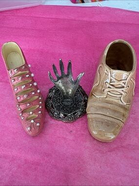 Cabinet Clean Out 
2 Decorative Shoes and 1 ring holder